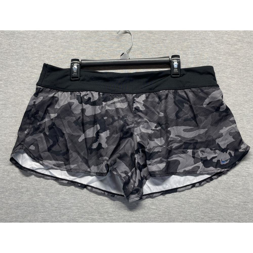 Nike Board Shorts Womens XL Black Gray Camouflage Athletic Swimwear Water Polo